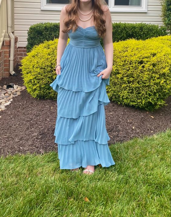 Charming A-line Tiered Pleated Prom Dress,Graduation Dress Y6372