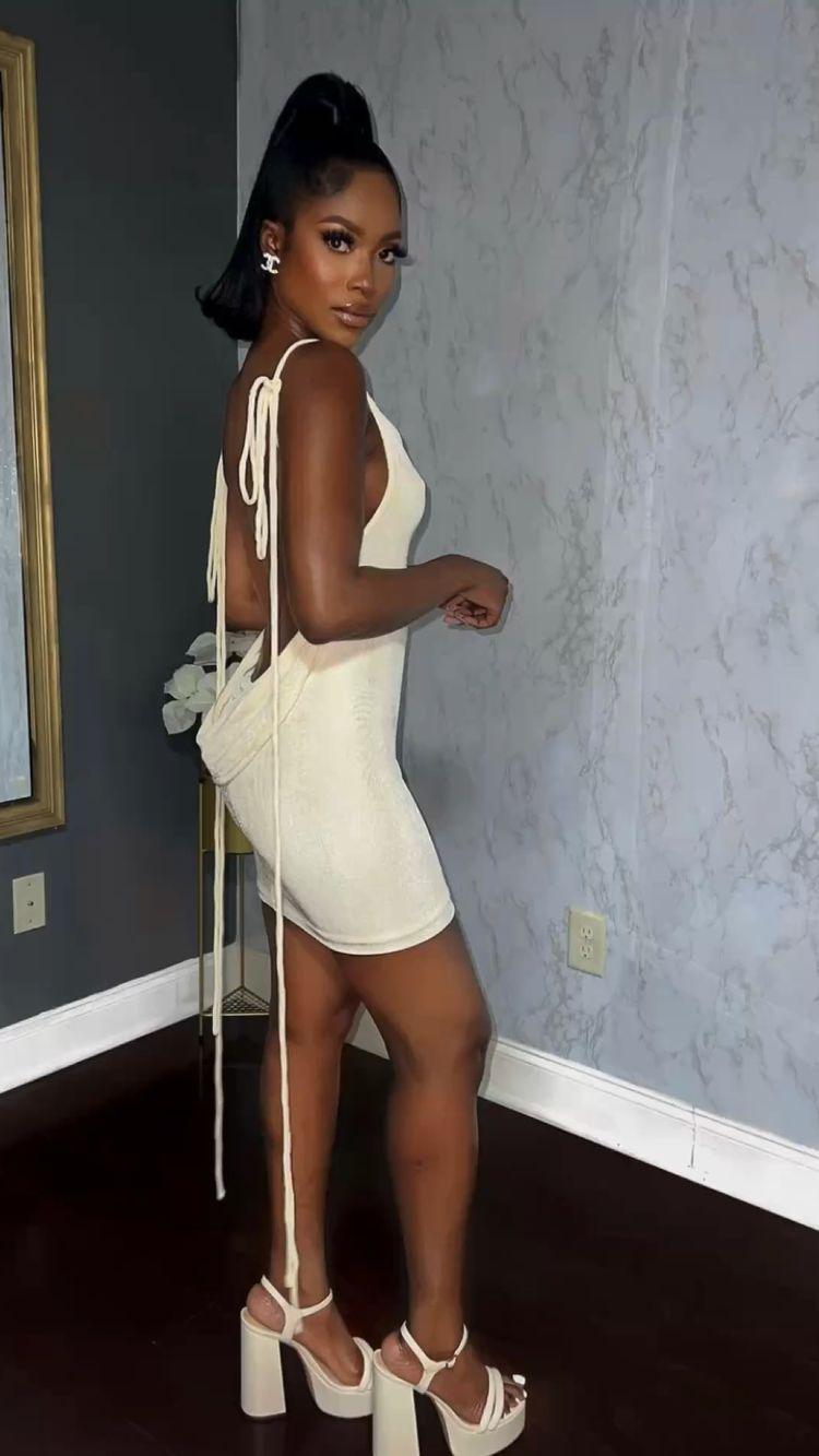 Women Spaghetti Strap Backless Bodycon Dress,Short Homecoming Dress Y1948