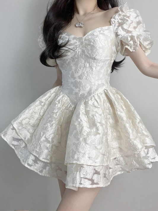 Classy Lace A Line White Short Homecoming Dress Birthday Outfits Y9666