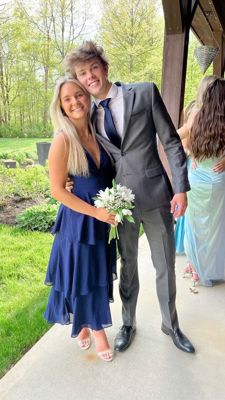 Modest A-line V Neck Navy Blue Tiered Prom Dress Y4537 Simplepromdress Modest A-line V Neck Navy Blue Tiered Prom Dress Y4537 Simplepromdress