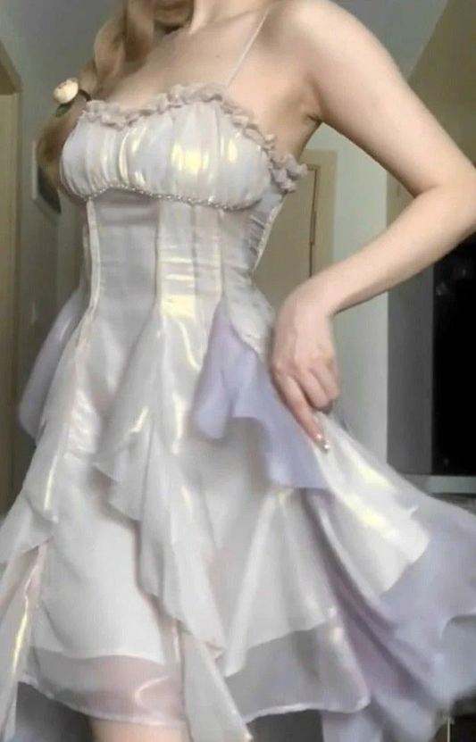 Classy Spaghetti Straps A Line Ruffle Graduation Homecoming Dress Short 20th Birthday Outfits SP40