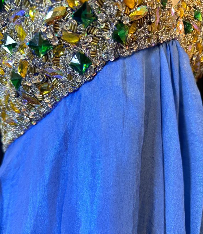 Vintage Blue Chiffon beaded Cocktail Dress Halter Short Backless Homecoming Dress Y8944