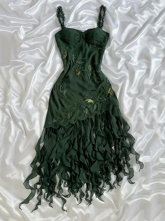 Vintage Green Chiffon Beaded Short Homecoming Dress Formal Birthday Outfits Y9724