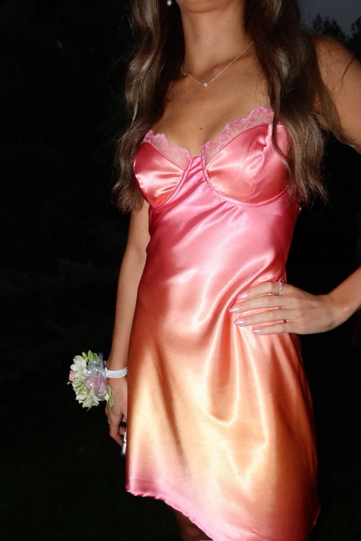 Pretty Spaghetti Straps Ombre Pink Short Graduation Homecoming Dress Birthday Outfits Y9658