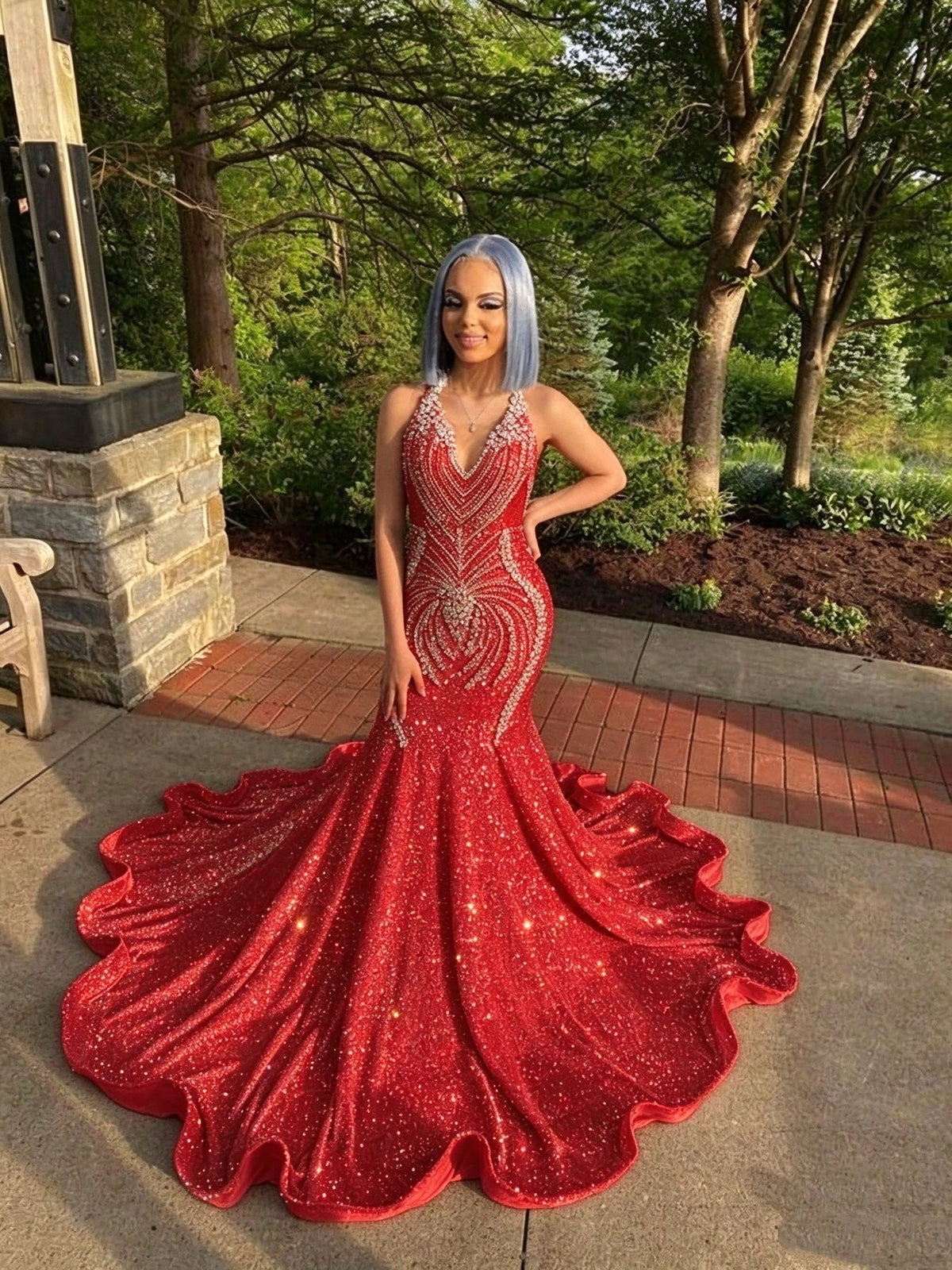 18 birthday outfit evening dress custom made black girl mermaid light blue prom gowns Y887