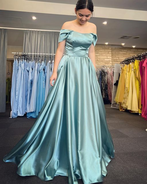 Elegant Turquoise Off-the-Shoulder A-Line Prom Gown Y4795 Simplepromdress Elegant Turquoise Off-the-Shoulder A-Line Prom Gown Y4795 Simplepromdress