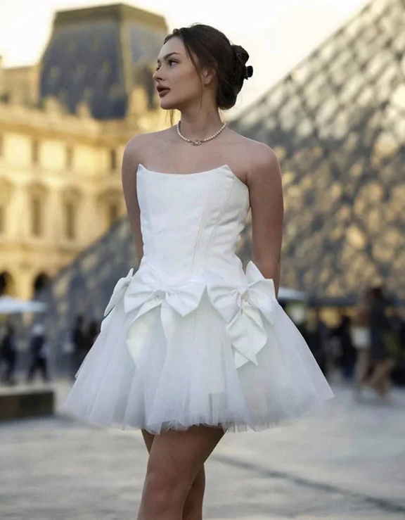 Trendy White Strapless A-Line Short Homecoming Dress 18th Birthday Outfits Y9200