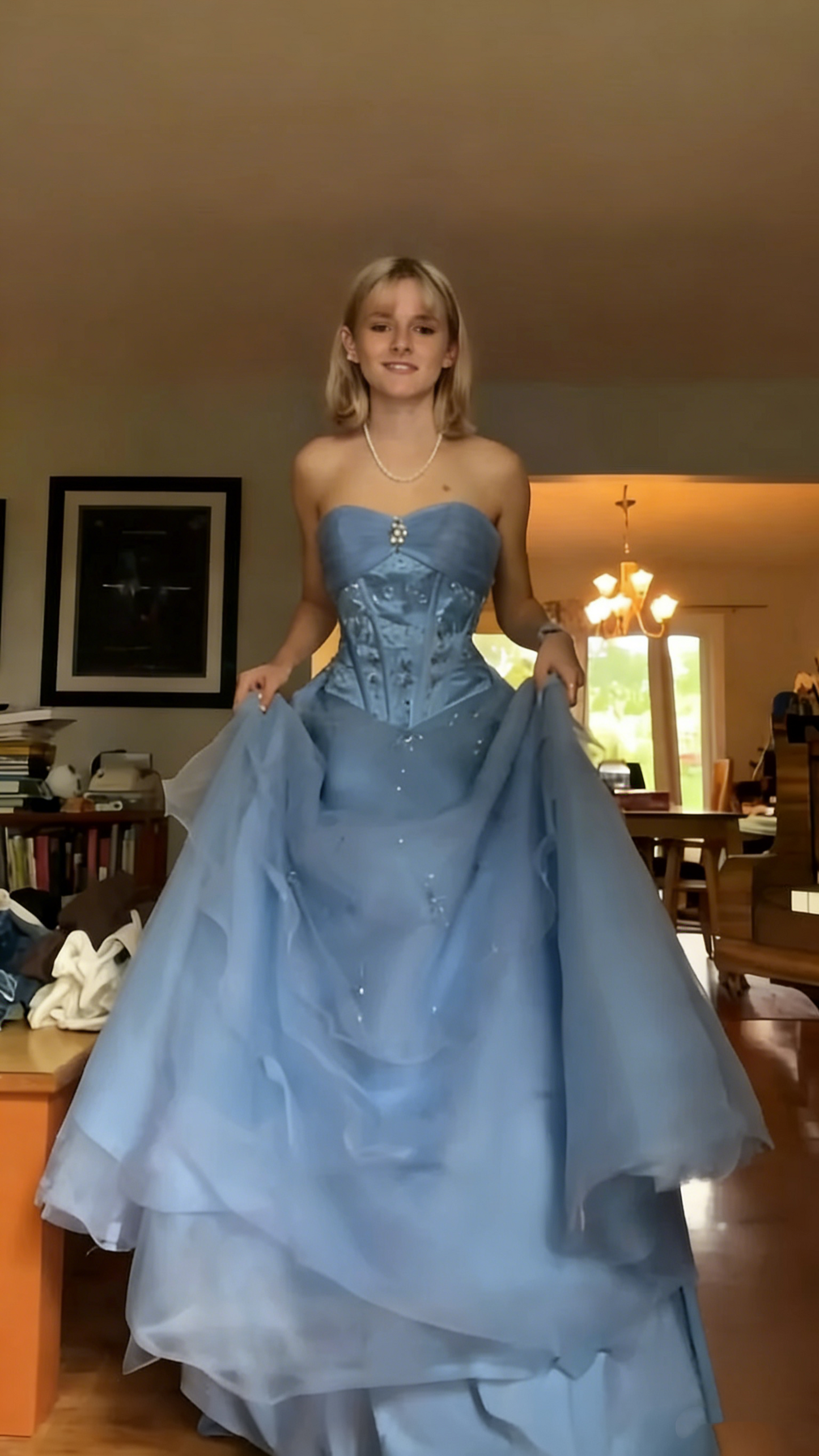 Sweet Strapless Lilac Tulle Sequin Ball Gown Formal Quinceanera Dress SP652