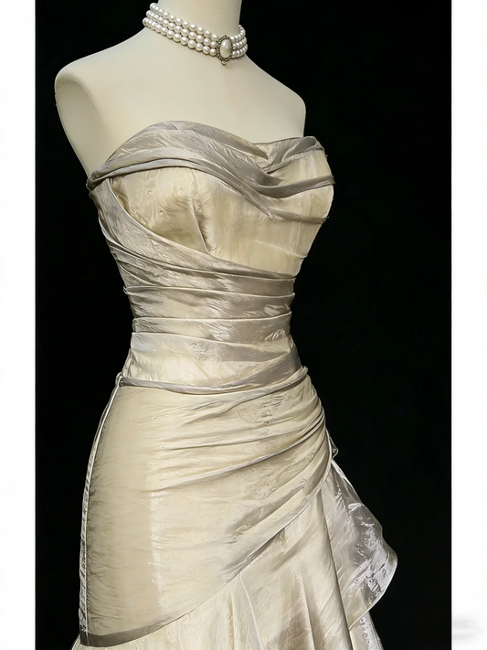 Vintage Ivory Tulle Mermaid Long Evening Dress Birthday Outfits SP941