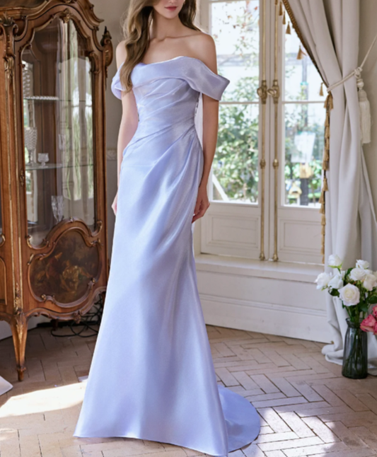 Glamorous Lavender Off The Shoulder Mermaid Long Party Dress Birthday Prom Dresses SP2093