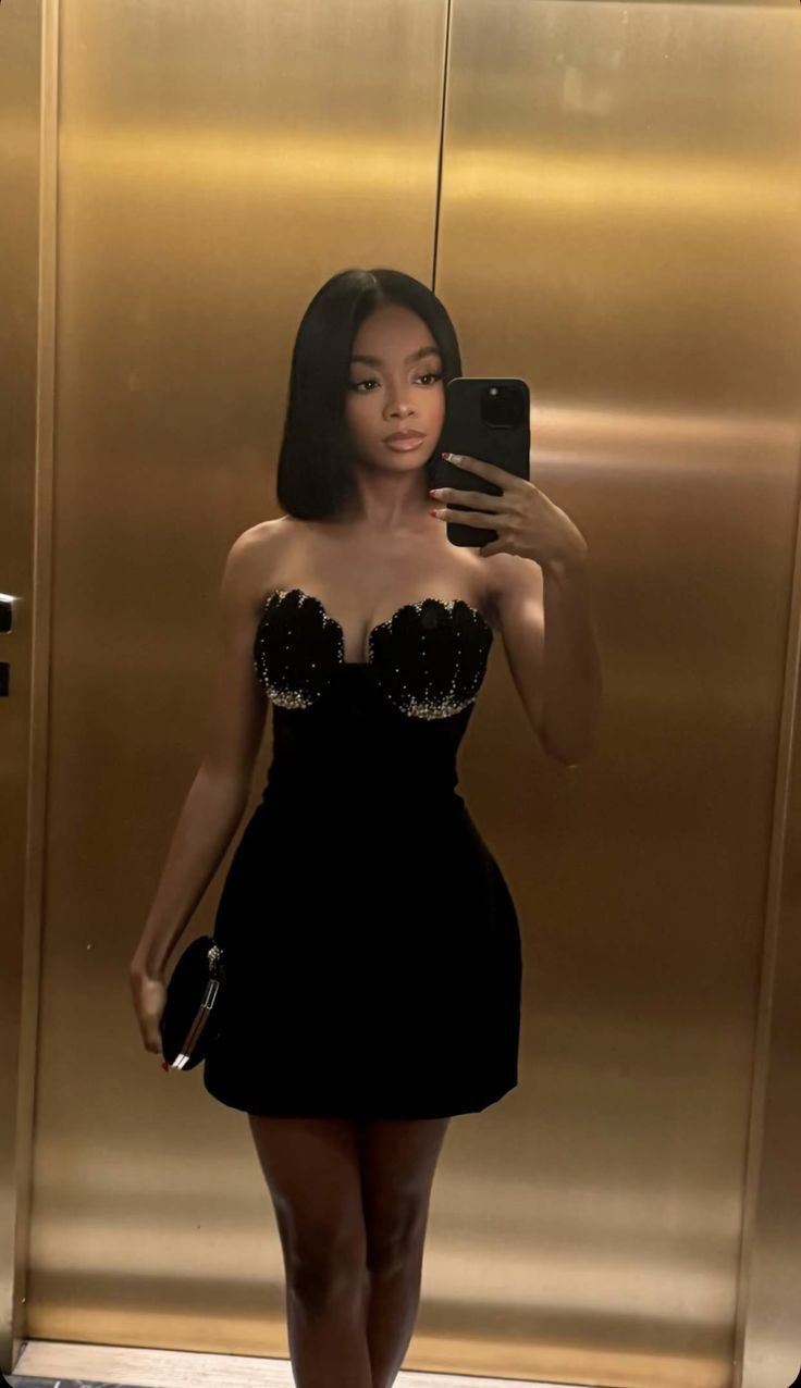 Stylish Sweetheart Neck Black Sheath Short Cocktail Dress Formal Graduation Homecoming Dress Y9076