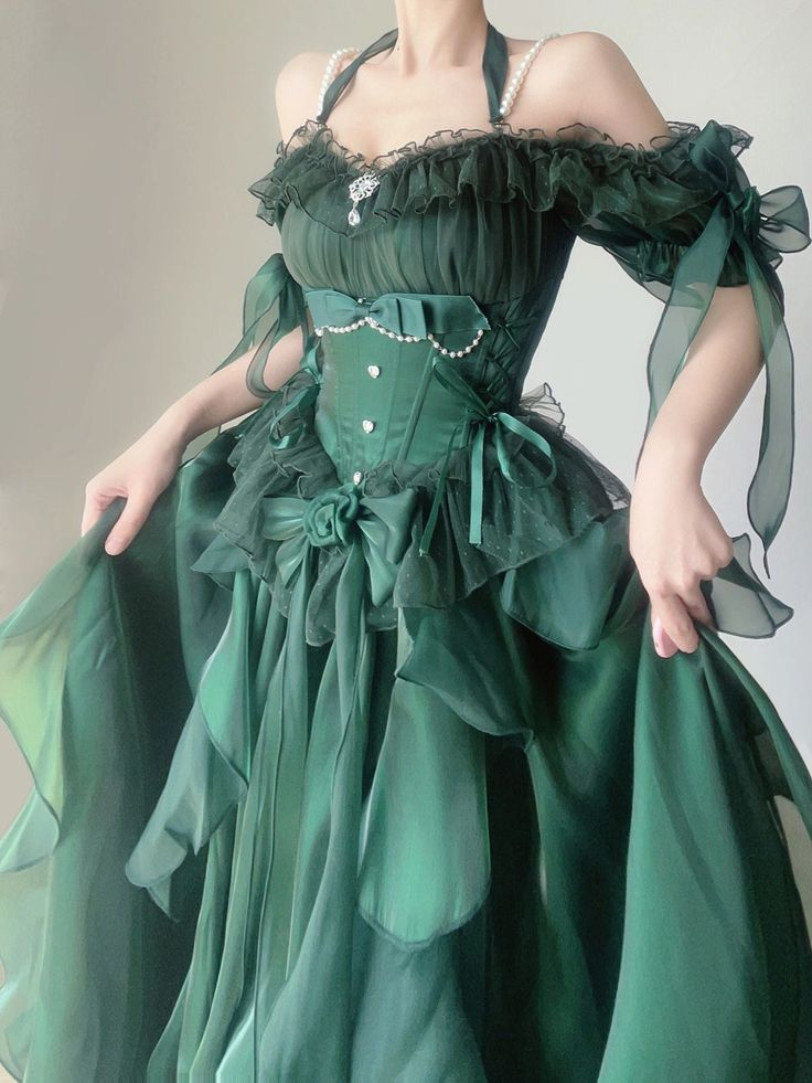 Stunning Green A-line Flower Prom Dress Masquerade Dress Y4810