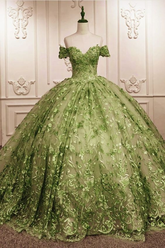unique sage lace ball gown off the shoulder quince dress for 15th birt Simplepromdress unique sage lace ball gown off the shoulder quince dress for 15th birt Simplepromdress