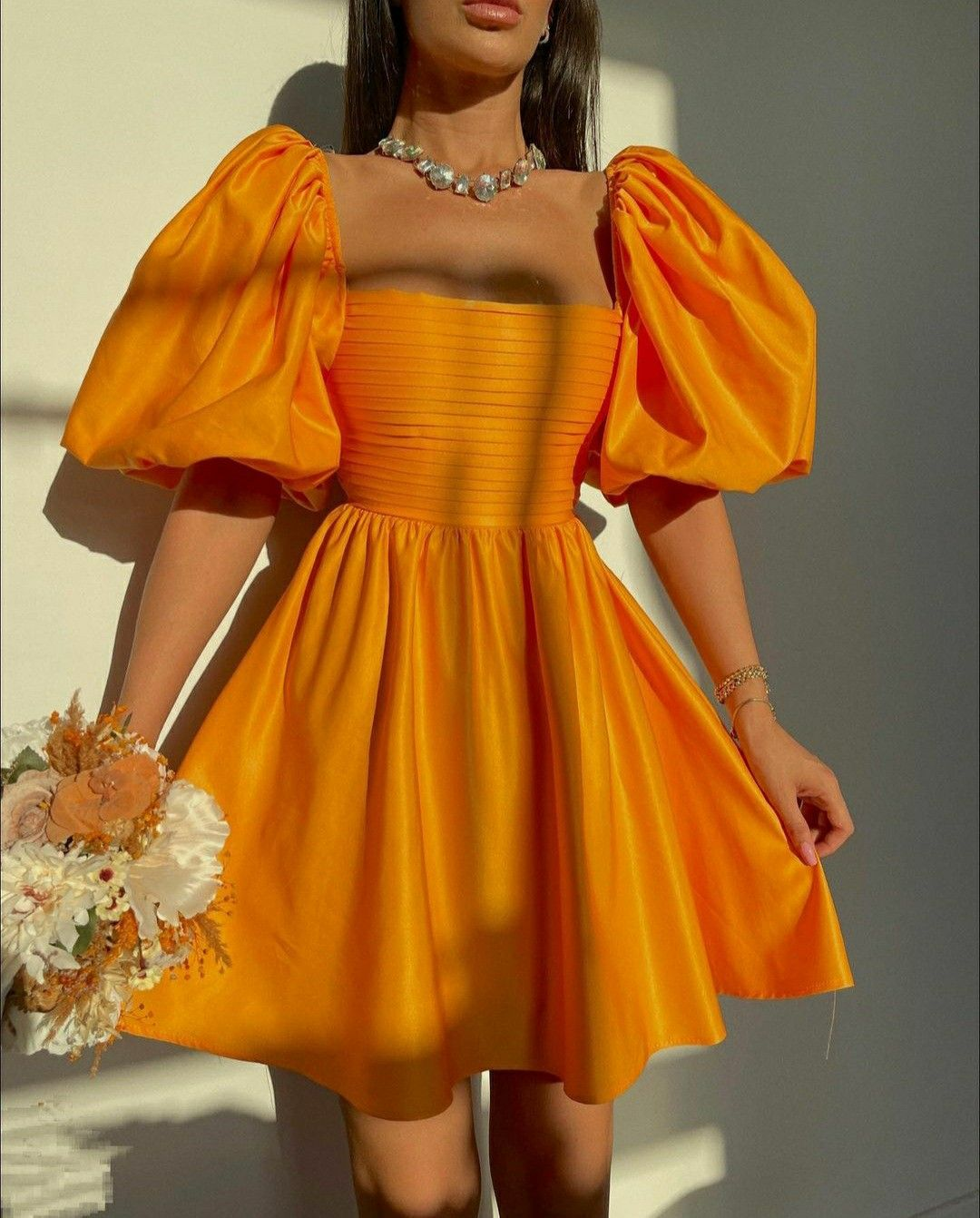 Retro Style Orange Puff Sleeve A-line Homecoming Dress,Orange Cocktail Simplepromdress Retro Style Orange Puff Sleeve A-line Homecoming Dress,Orange Cocktail Simplepromdress
