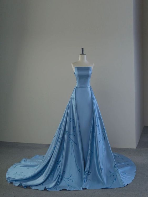 Charming Blue Strapless Prom Dress,Blue Evening Dress Y6683 Simplepromdress Charming Blue Strapless Prom Dress,Blue Evening Dress Y6683 Simplepromdress