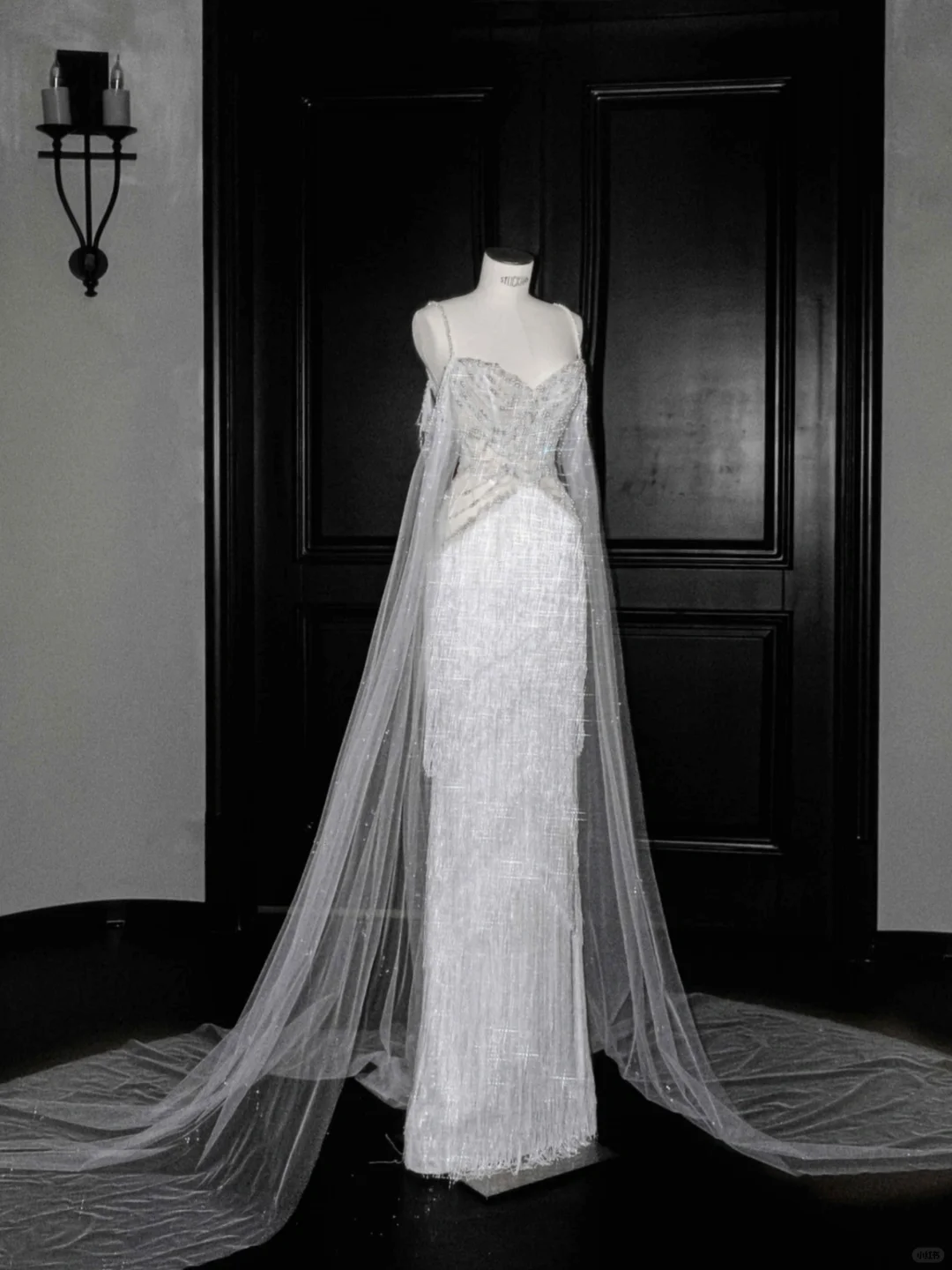 Luxury White Tulle Pearl Bead Chain Beaded Tassel Prom Dress Evening D – Simplepromdress