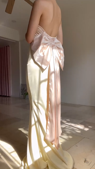 Classy Strapless Mermaid Long Prom Dress Evening Dress With Bow Y8499