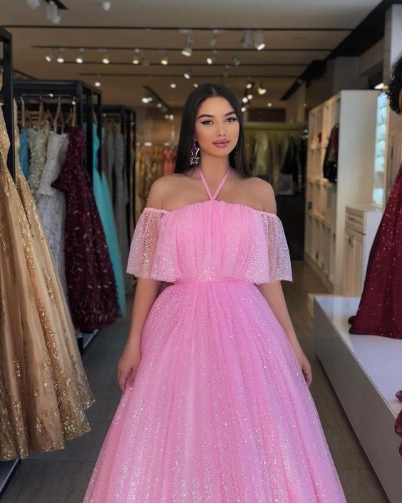 Glitter Pink A-line Prom Dress,Pink Princess Dress Y6433 Simplepromdress Glitter Pink A-line Prom Dress,Pink Princess Dress Y6433 Simplepromdress