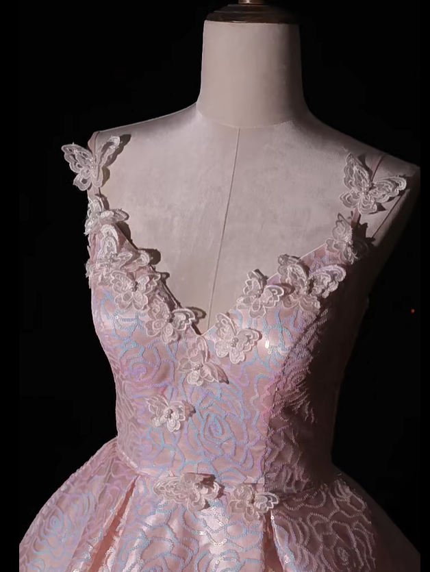 Sweet Pink Satin Appliques A Line Short Birthday Outfits Formal Homecoming Dress Y9294