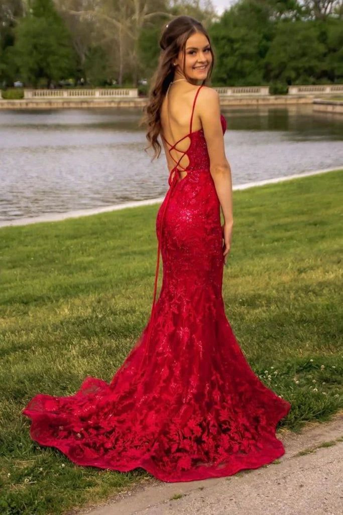 Elegant Red Mermaid Lace-up Back Prom Dress Y6297 Simplepromdress Elegant Red Mermaid Lace-up Back Prom Dress Y6297 Simplepromdress