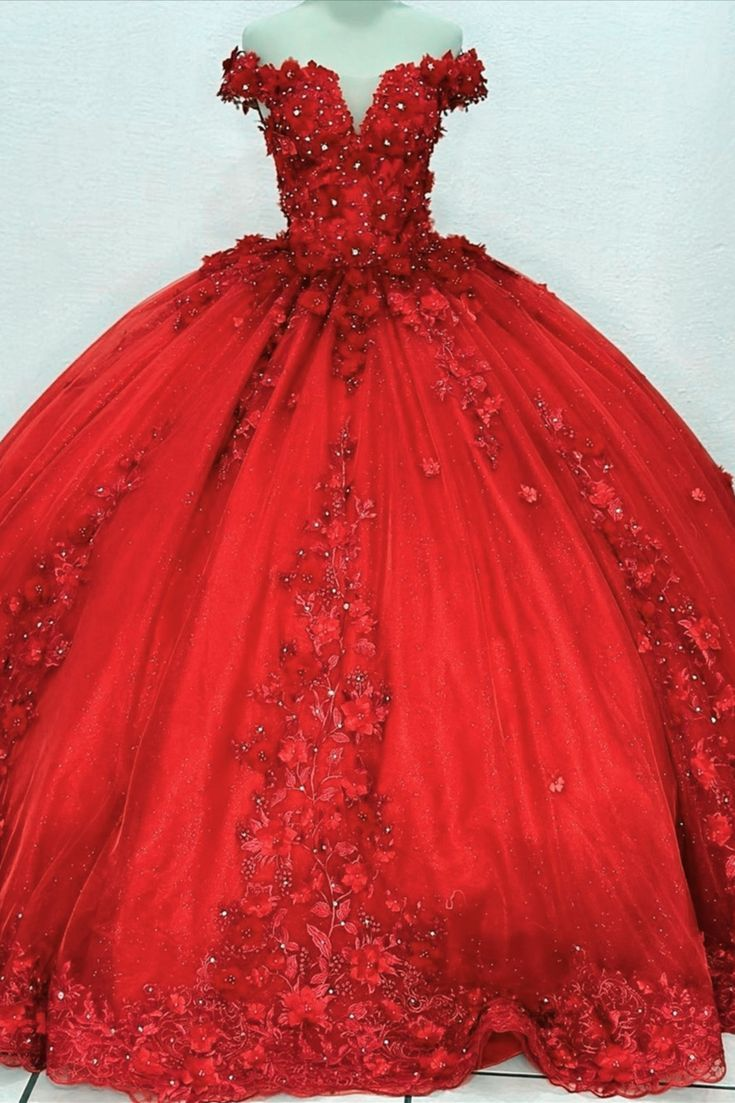 Elegant Red Appliques Quinceanera Dresses Ball Gown For 15th Birthday Simplepromdress Elegant Red Appliques Quinceanera Dresses Ball Gown For 15th Birthday Simplepromdress