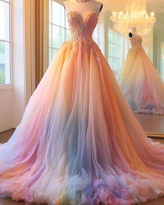 Romantic Dip Dye Colored Wedding Dress Y5015 Simplepromdress Romantic Dip Dye Colored Wedding Dress Y5015 Simplepromdress