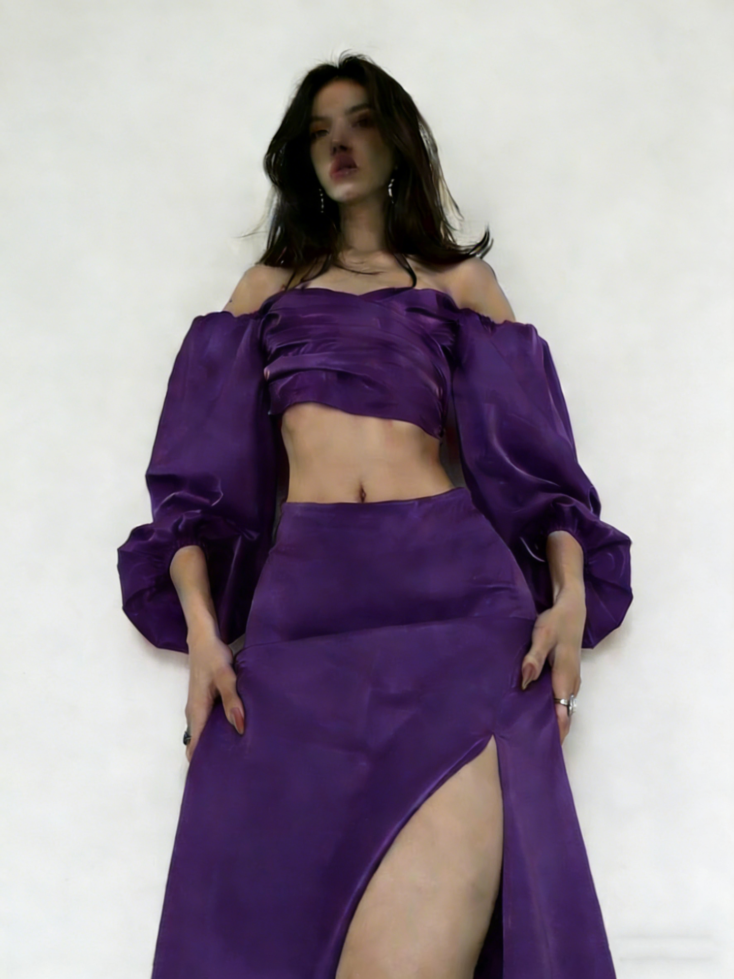 Retro Two Piece Hot Pink Long Prom Dress with Split Y4091