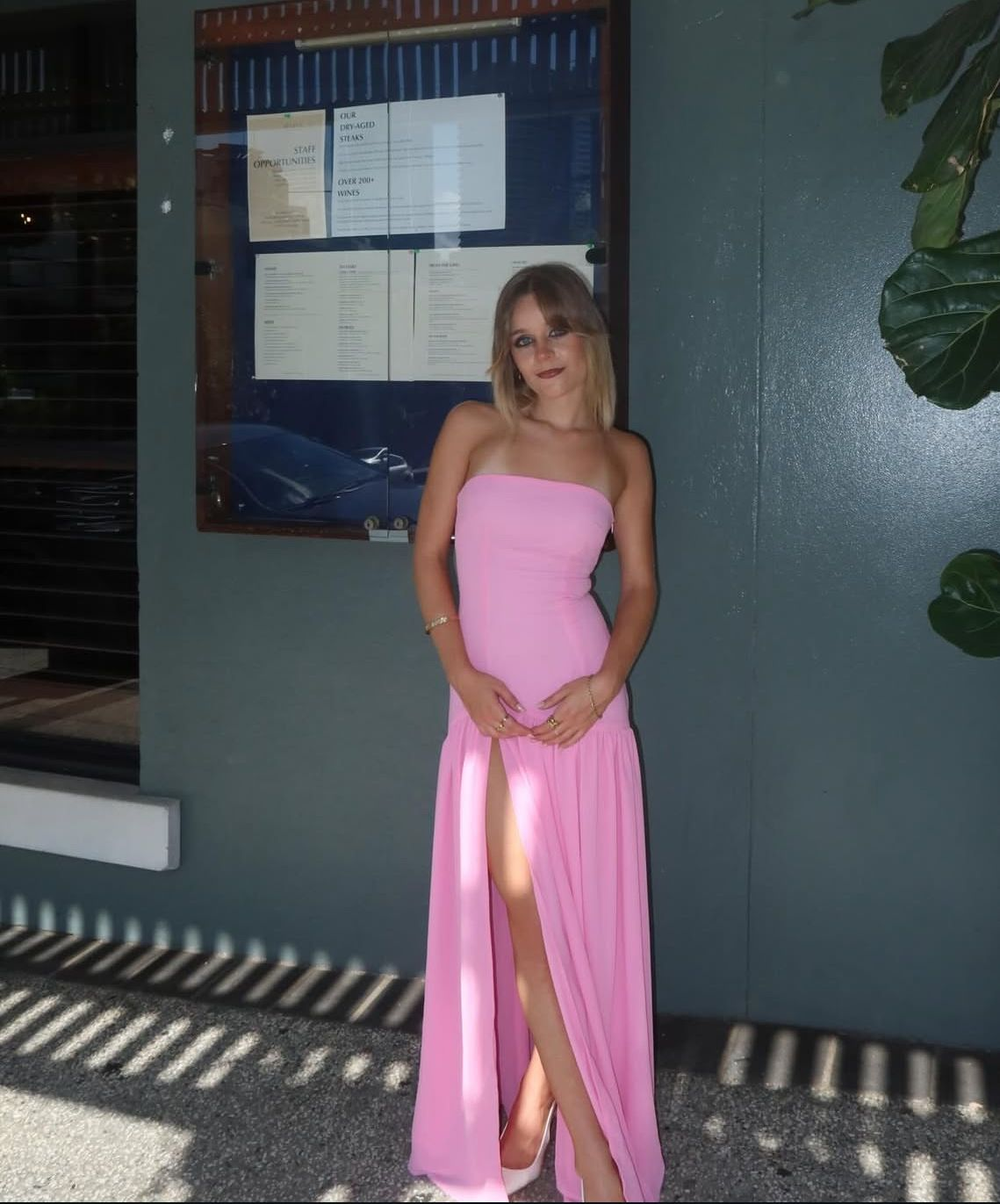 Simple Pink Strapless Chiffon Mermaid Long Party Dress Wedding Guest Dress SP1407