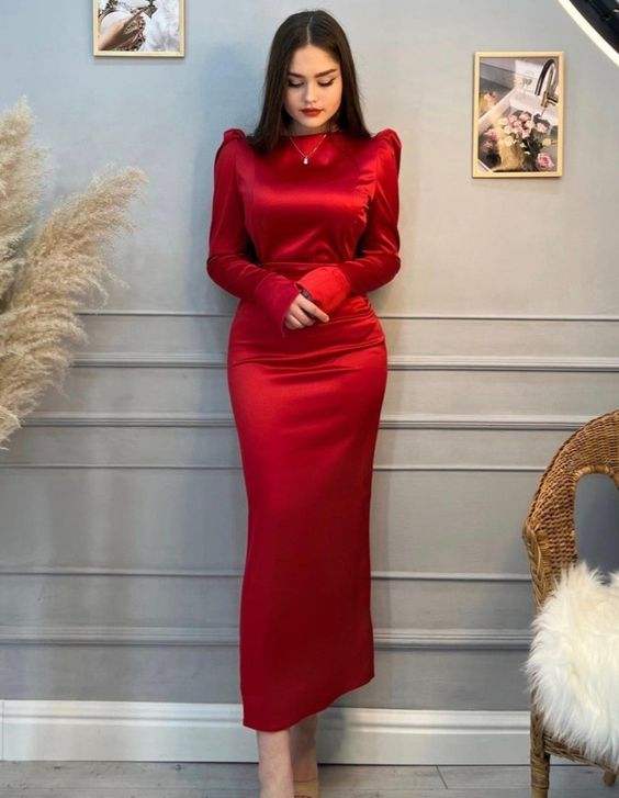 Modest Red Long Sleeves Evening Dress,Simple Red Prom Dress Y6564 Simplepromdress Modest Red Long Sleeves Evening Dress,Simple Red Prom Dress Y6564 Simplepromdress