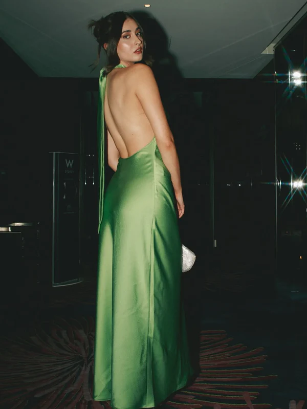 Sexy Halter Green Backless Prom Dress Long Evening Dress Y8230