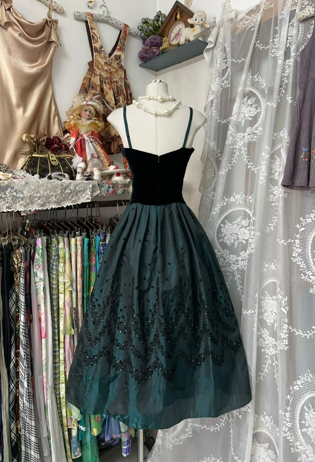 Vintage Dark Green Satin A Line Homecoming Dress Elegant Straps Birthday Outfits Y9013
