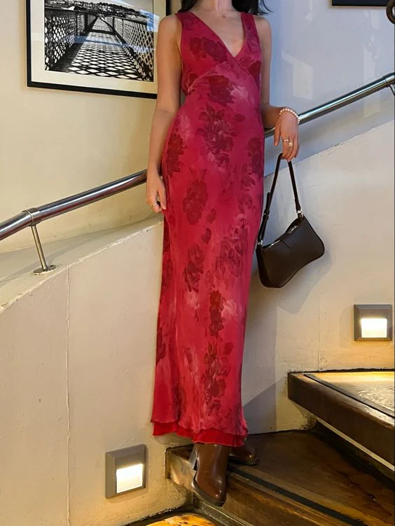 Chic Deep V Neck Sheath Prom Dress,Summer Beach Dress Y4606