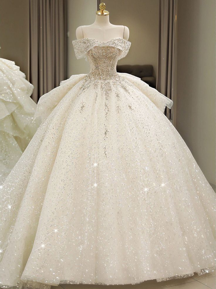 Off Shoulder Wedding Dresses, Large Trailing Princess Tail Dress, Back Simplepromdress Off Shoulder Wedding Dresses, Large Trailing Princess Tail Dress, Back Simplepromdress