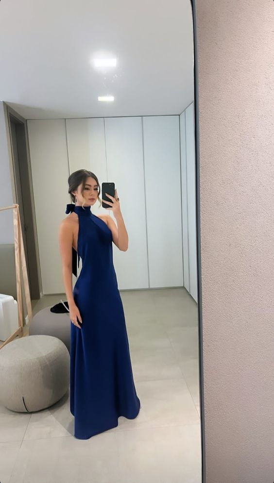 Simple Halter Neckline Prom Dress,Fashion Party Gown Y6460