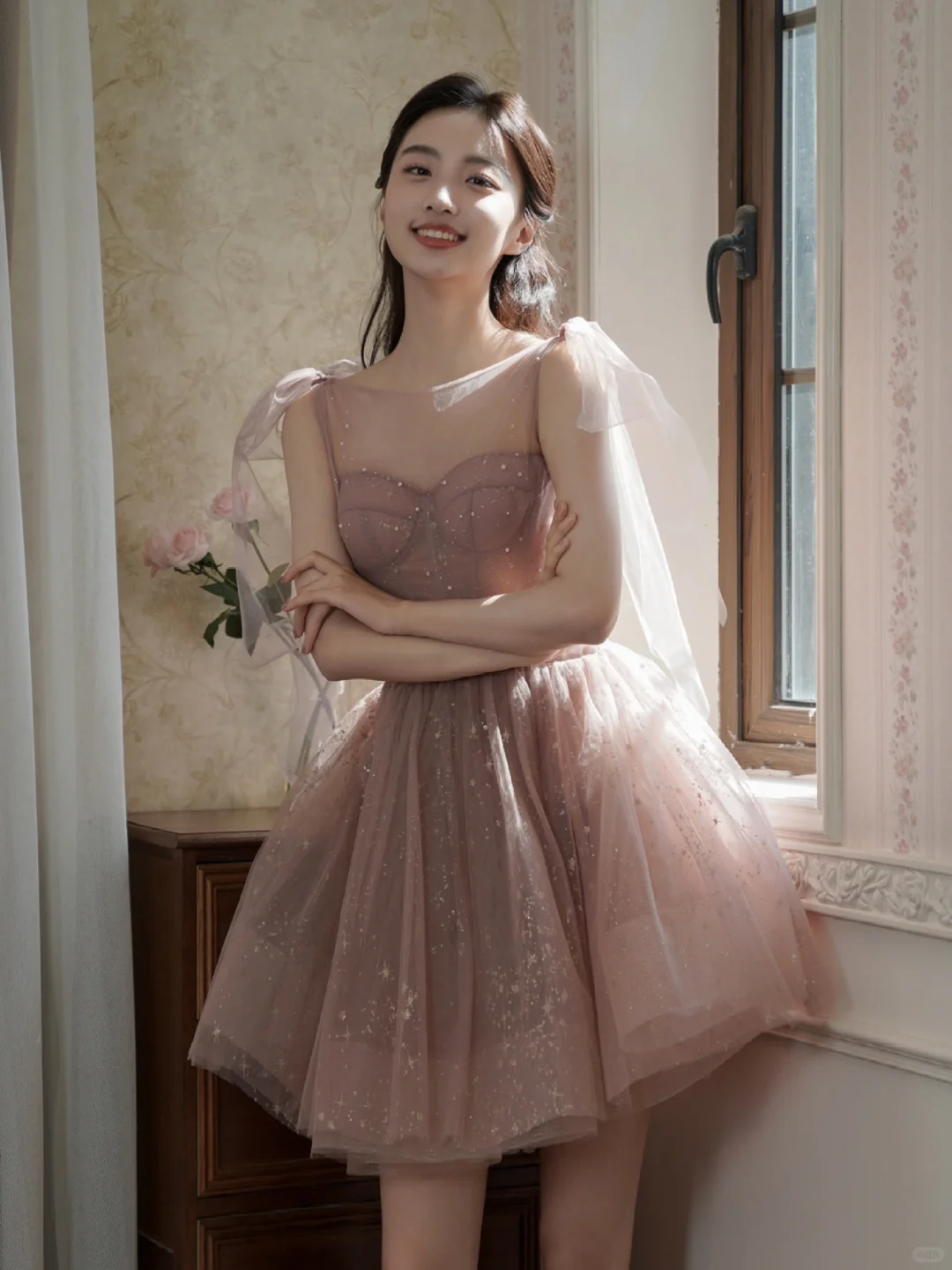 Classy Pink Tulle Sequin A Line Short Birthday Outfits Formal 6th Grade Homecoming Dress Y9291