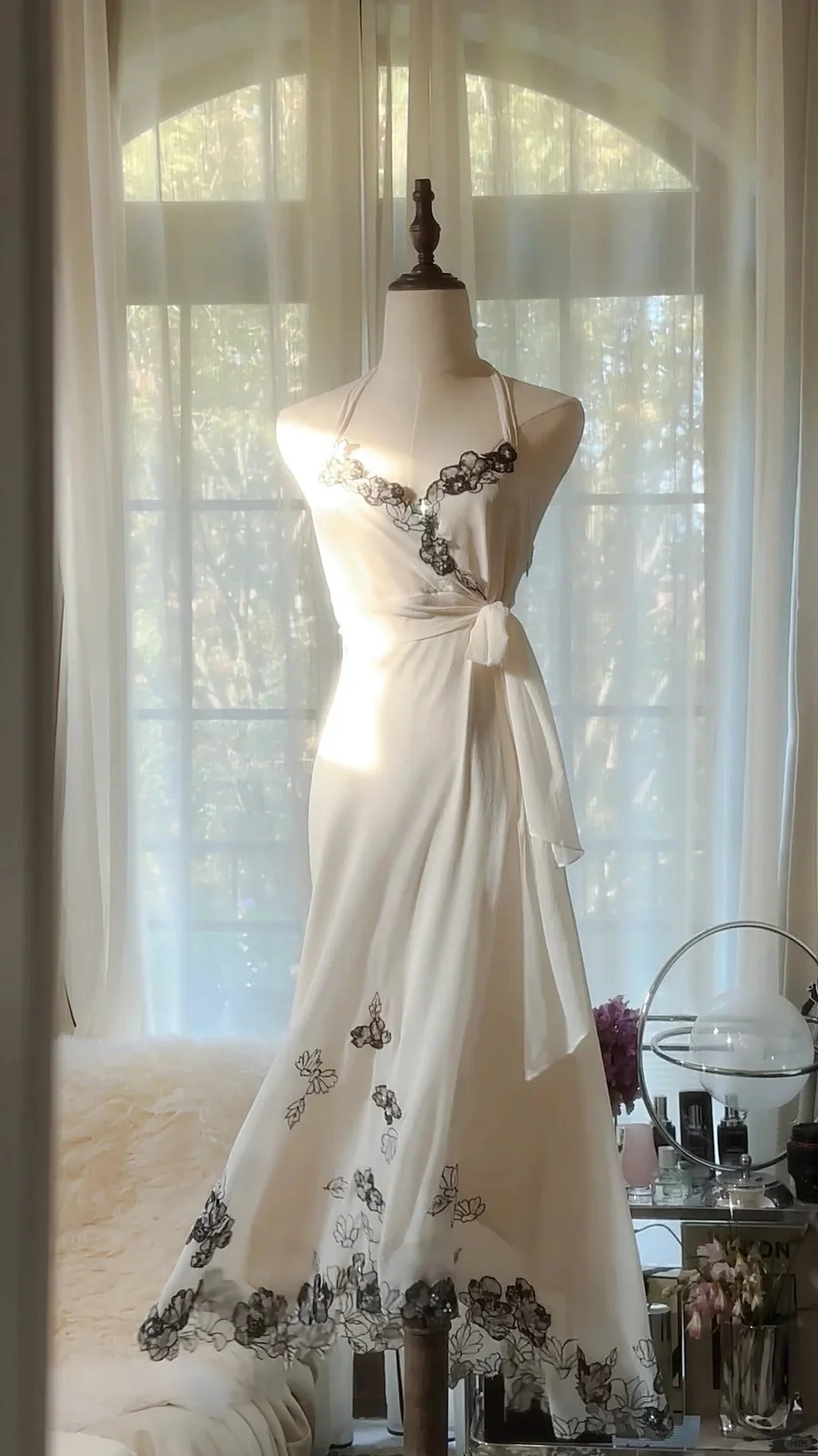 White Elegant Chiffon Long Evening Dress Party Dress Valentine's Day Date Dress Y9798