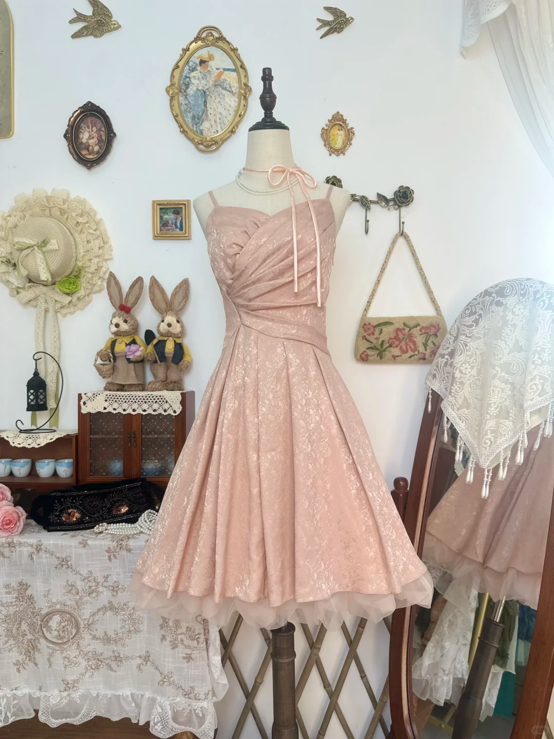 Cute Pink Spaghetti Straps Satin Print Floral A Line Formal Homecoming Dress 19th Birthday Outfits Y9760