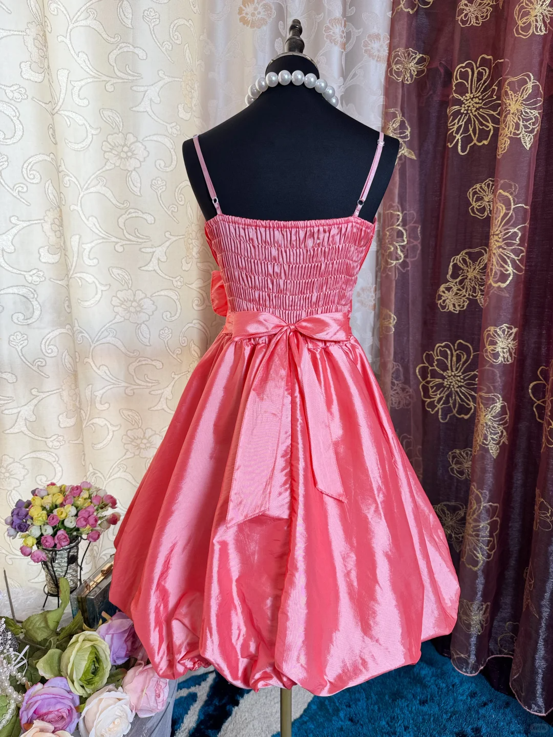 Pretty Pink Spaghetti Straps Satin A Line Short Prom Dress Homecoming Dress SP81