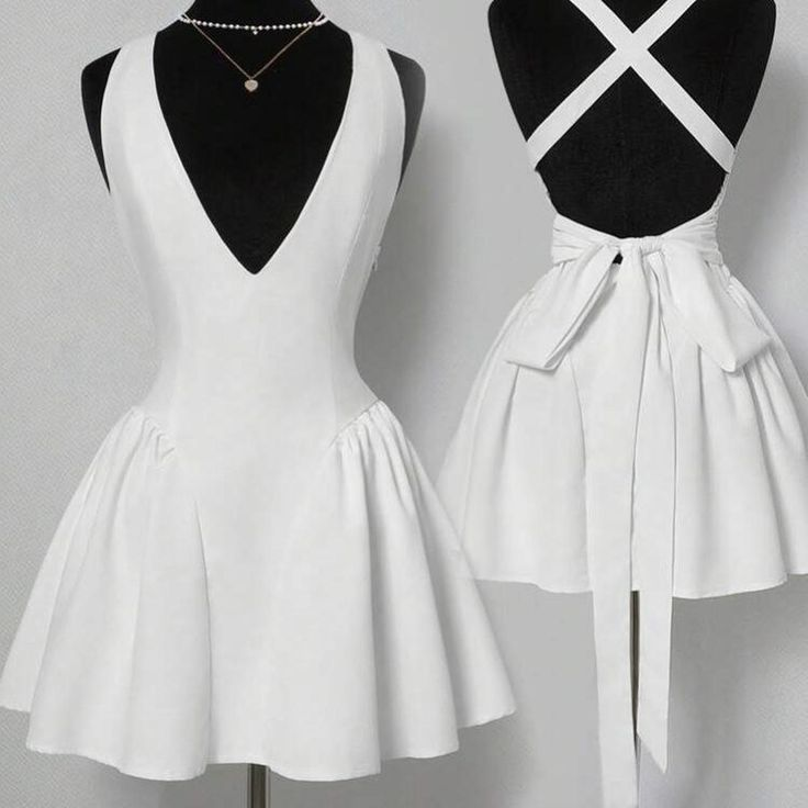 Simple White Backless A Line Homecoming Dress Short Party Dress Y8848