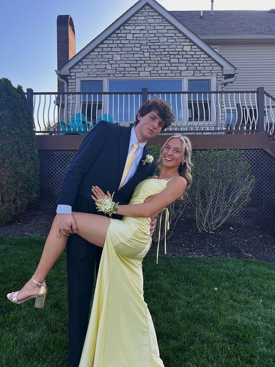 Fashion Yellow Sheath Prom Dress With Split Y6848 Simplepromdress Fashion Yellow Sheath Prom Dress With Split Y6848 Simplepromdress