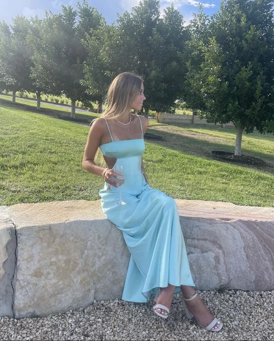 Simple Spaghetti Straps Prom Dress,Wedding Guest Outfit Y7364