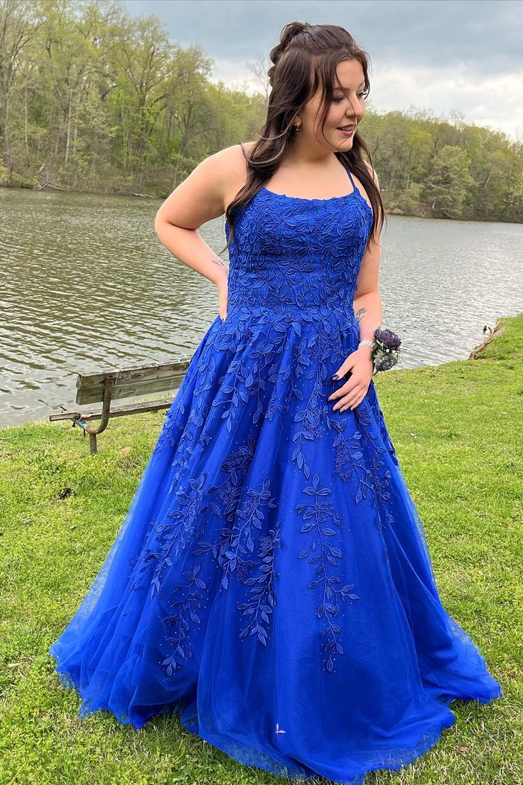 Princess Royal Blue Spaghetti Straps Prom Dress,Formal Graduation Dres Simplepromdress Princess Royal Blue Spaghetti Straps Prom Dress,Formal Graduation Dres Simplepromdress