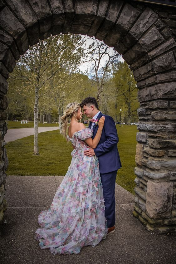 Elegant Off The Shoulder Flowers Long Prom Dress Tulle Evening Dress Y5889