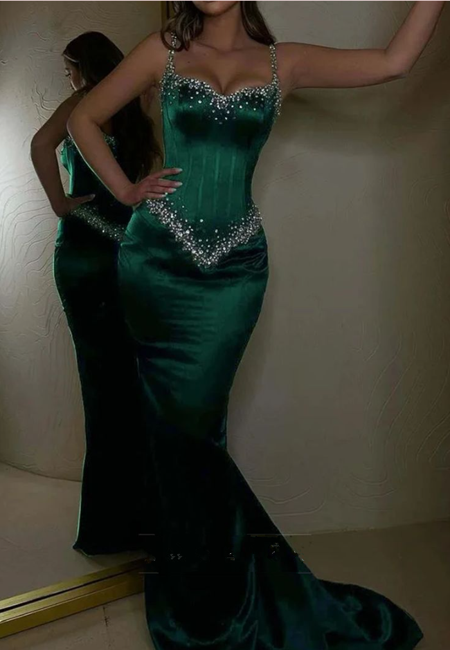 Elegant Black Beading Mermaid Prom Dress Eveing Dress Y7673