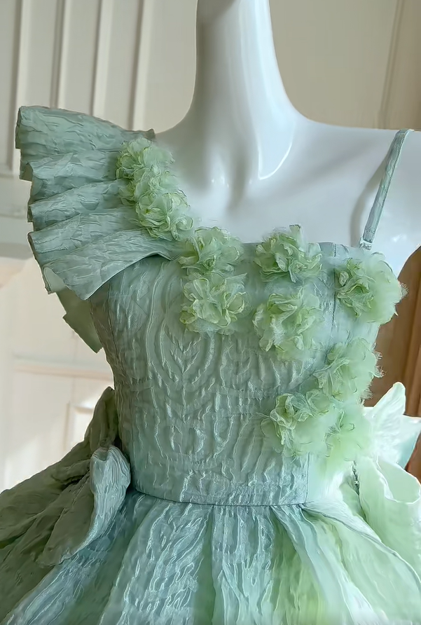 Charming Mint Green Flowers Birthday Outfits Mini Homecoming Dress With Bow Y8984