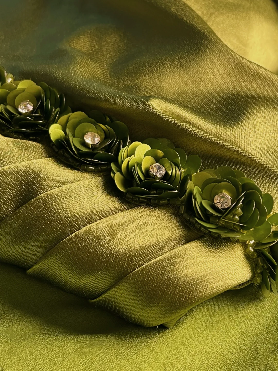 Classy Olive Green Satin Off The Shoulder Slit Prom Dress,Slit Mermaid Evening Dress Y8650