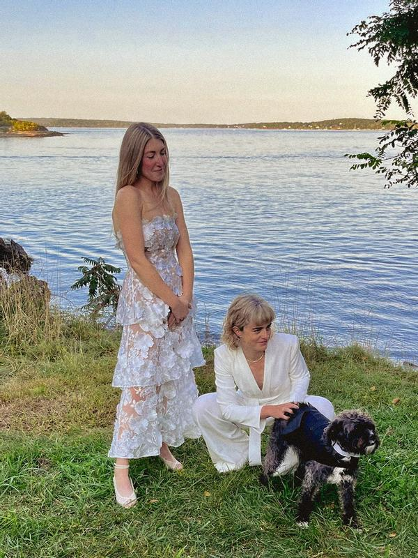 Pretty Strapless 3D Floral Lace Tiered Long Prom Dress,White A Line Evening Dress Wedding Dress Y8462