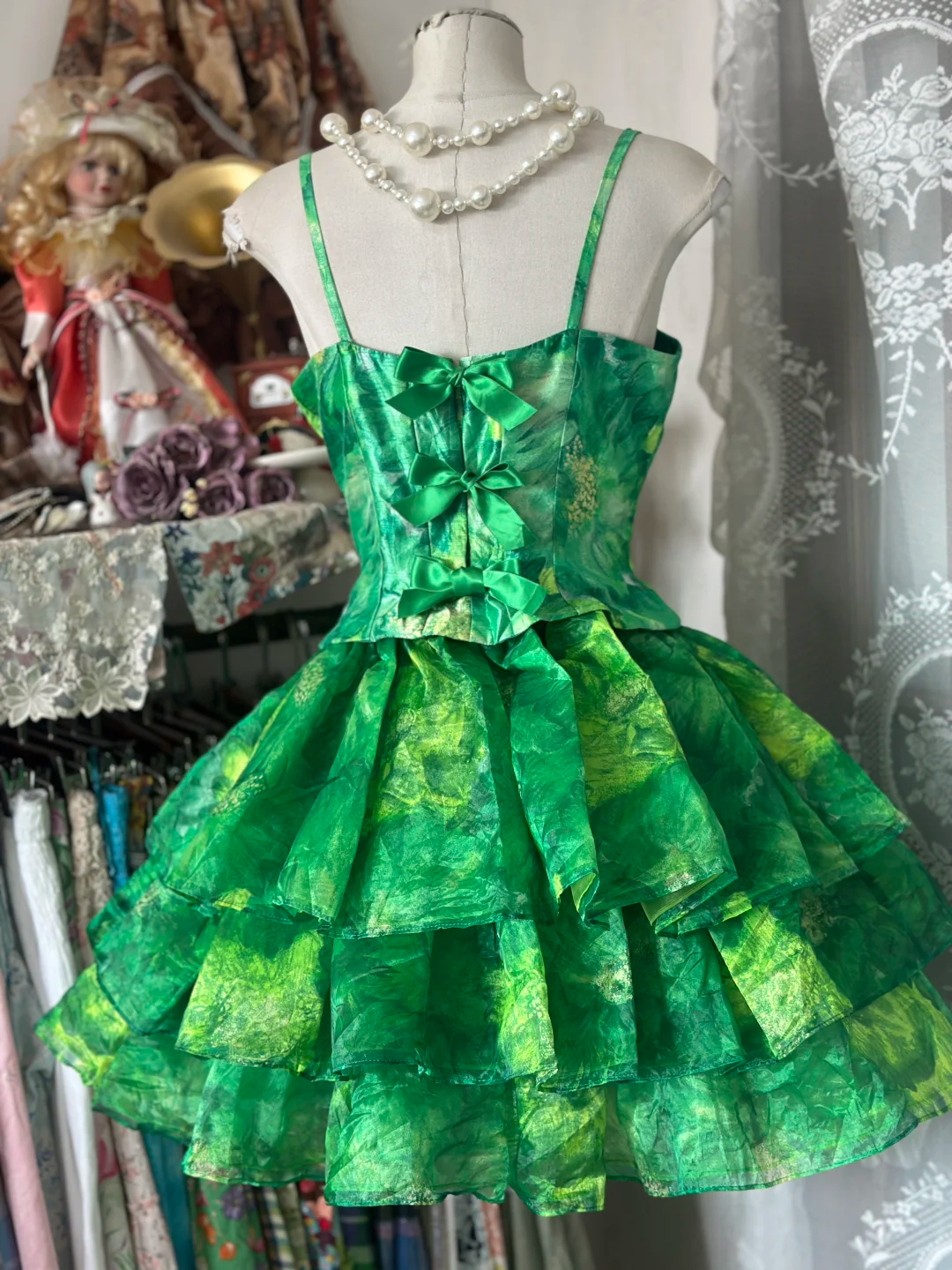 Chic Green Spaghetti Straps Layered A Line Short Graduation Homecoming Dress Cocktail Dress Y9224