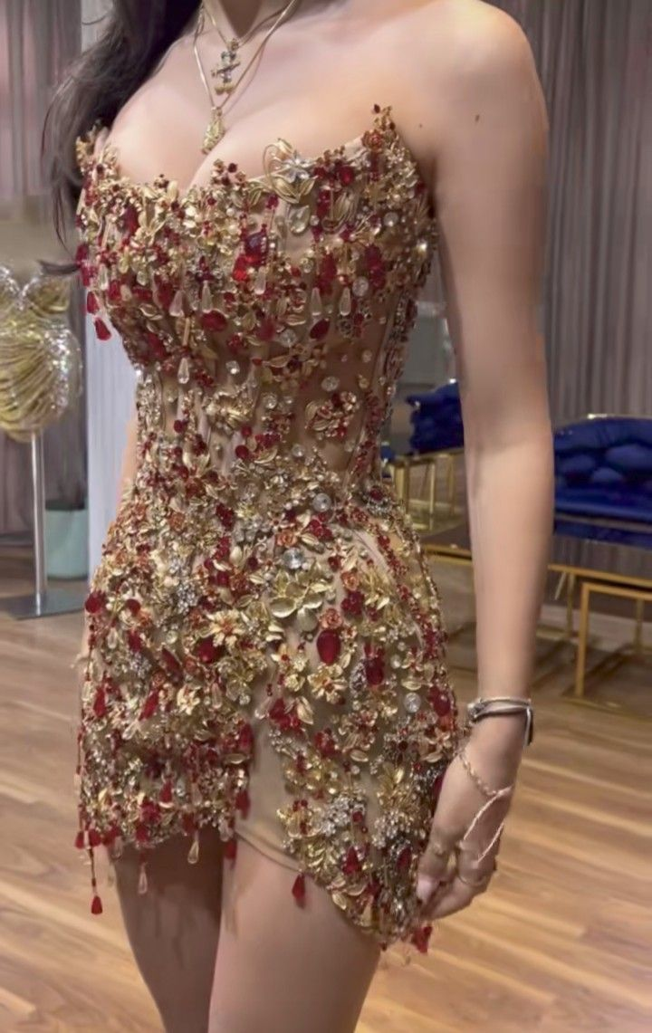 Beautiful Strapless Sequin Beaded Sheath Cocktail Dress Short Graduation Homecoming Dress Y9091