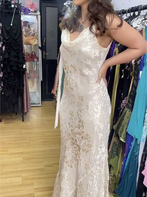 Unique Satin Print Mermaid Prom Dress Long Evening Dress Y8307